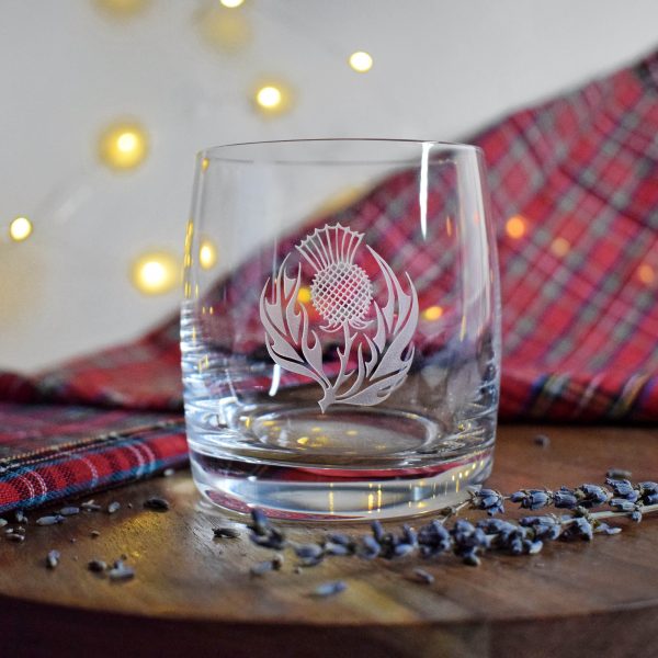 Burns Whisky Glass, Scottish Gift Background with Engraving