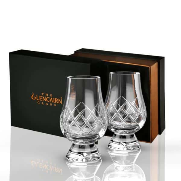 Glencairn Crystal Our mouth-blown and hand-cut Glencairn Glass is the ultimate interpretation of our classic <a href="https://glencairn.co.uk/product/glencairn-glass/">Glencairn Glass</a>. The wide crystal bowl allows for the fullest appreciation of the whisky’s colour and the tapering mouth of the glass captures and focuses the aroma on the nose. Supplied in a luxury black gift box, these cut crystal whisky glasses are perfect for gifting to a whisky lover.