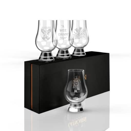 Glencairn Crystal Inspired by Glasgow City's urban regeneration, the Glasgow collection features an exceptionally modern cut on traditional glassware. The tumbler glass is perfect for your favourite whisky with room for water, mixers and ice cubes. The two glasses are supplied in a luxurious navy gift box lined with navy satin, or why not upgrade to a <a href="https://glencairn.co.uk/product/montrose-whisky-gift-set-of-4/">gift set of four tumblers</a> or a <a href="https://glencairn.co.uk/product/montrose-whisky-gift-set-of-6/">gift set of six tumblers</a> for special occasions.