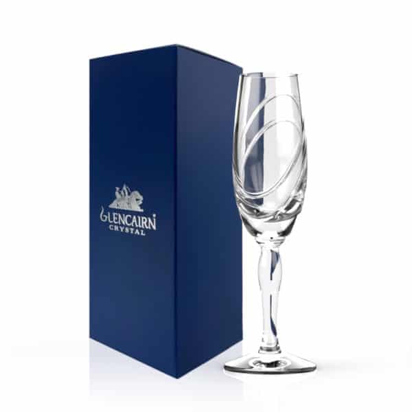 Glencairn Crystal Are you looking for a handcut crystal champagne glass? Inspired by Glasgow City's urban regeneration, the Glasgow collection features an exceptionally modern cut on traditional glassware. The glass is supplied in a premium navy gift carton or if you're looking for a special gift for someone special, why not upgrade to a <a href="https://glencairn.co.uk/product/glasgow-champagne-gift-set-of-2/">luxurious champagne glass gift set of two</a>.