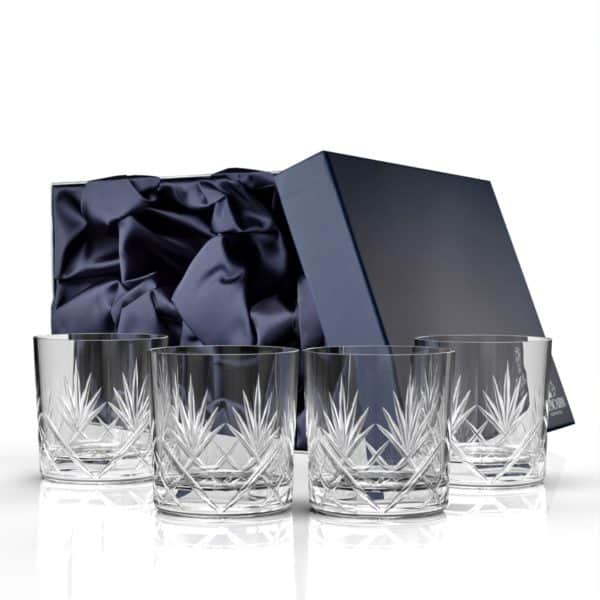 Glencairn Crystal The <a href="https://glencairn.co.uk/product-category/collections/skye">Skye</a> collection is our ultimate interpretation of traditional cut crystal which features <strong>one blank panel</strong> for personalisation. The <a href="https://glencairn.co.uk/product/edinburgh-whisky-tumbler">Skye Whisky Tumbler</a> is a classic vessel for your old-fashioned whisky with room for water, mixers and ice cubes. The four glasses are supplied in a luxurious navy gift box lined with navy satin or upgrade to a <a href="https://glencairn.co.uk/product/skye-whisky-gift-set-of-6">gift set of six tumblers</a> for extra special occasions. Have a look at our <a href="https://glencairn.co.uk/product-category/collections/edinburgh">Edinburgh</a> collection if you would like the same glassware <em>without</em> the blank panel.
