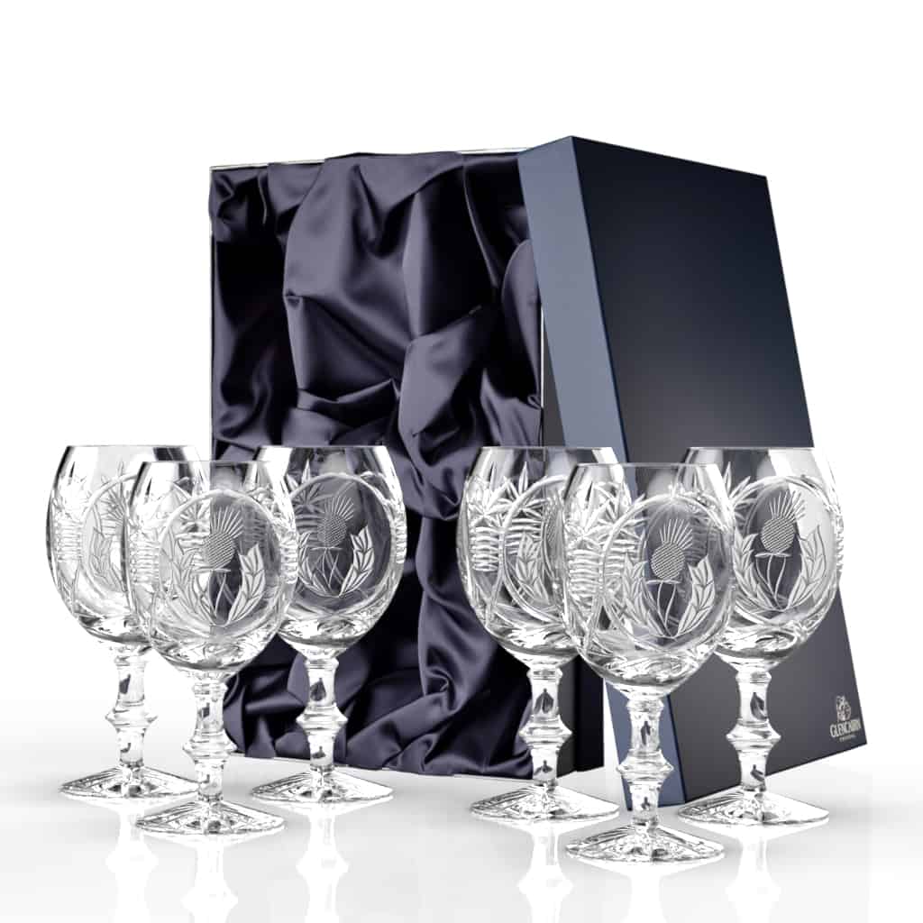 Square Cut Crystal Brandy Glasses Set of 6
