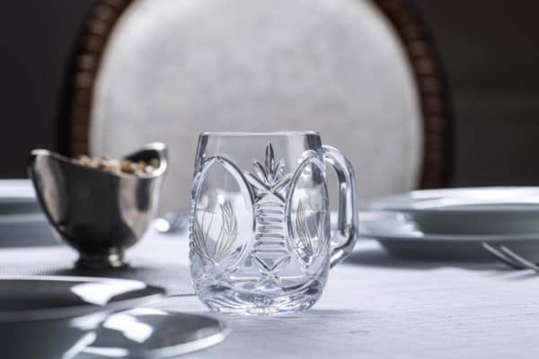 Glencairn Crystal The <a href="https://glencairn.co.uk/product-category/collections/bothwell">Bothwell</a> collection features an incredibly traditional yet elegant handcut pattern on high quality mouthblown crystal and was the first glassware range to emerge during the early days of Glencairn Crystal. The beer tankard features a thistle cut design on two panels of the glass with <strong>one</strong> blank panel for optional crystal engraving. <p data-pm-slice="1 1 []">Supplied in a Glencairn branded gift carton, the cut crystal tankard is great for gifting to a beer drinker. If a half-pint is a tad too small, have a look at the <a href="https://glencairn.co.uk/product/bothwell-pint-thistle-beer-tankard">Bothwell Pint Thistle Beer Tankard</a>!</p>