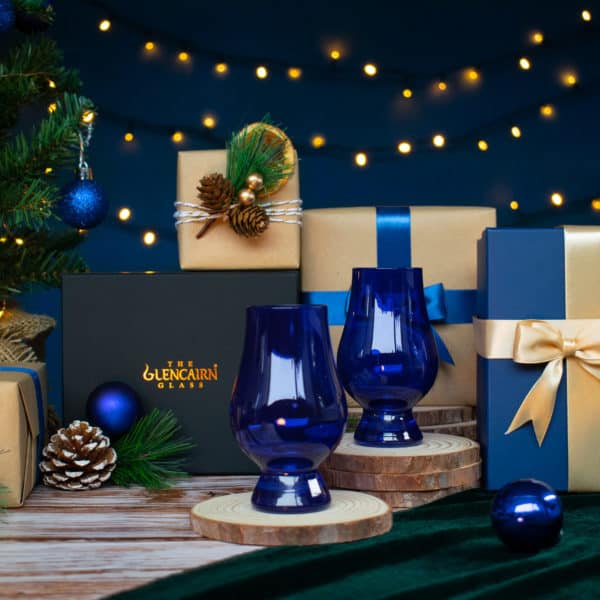 Blue Glencairn Glass Set of 2 | Whisky gift Set in presentation box